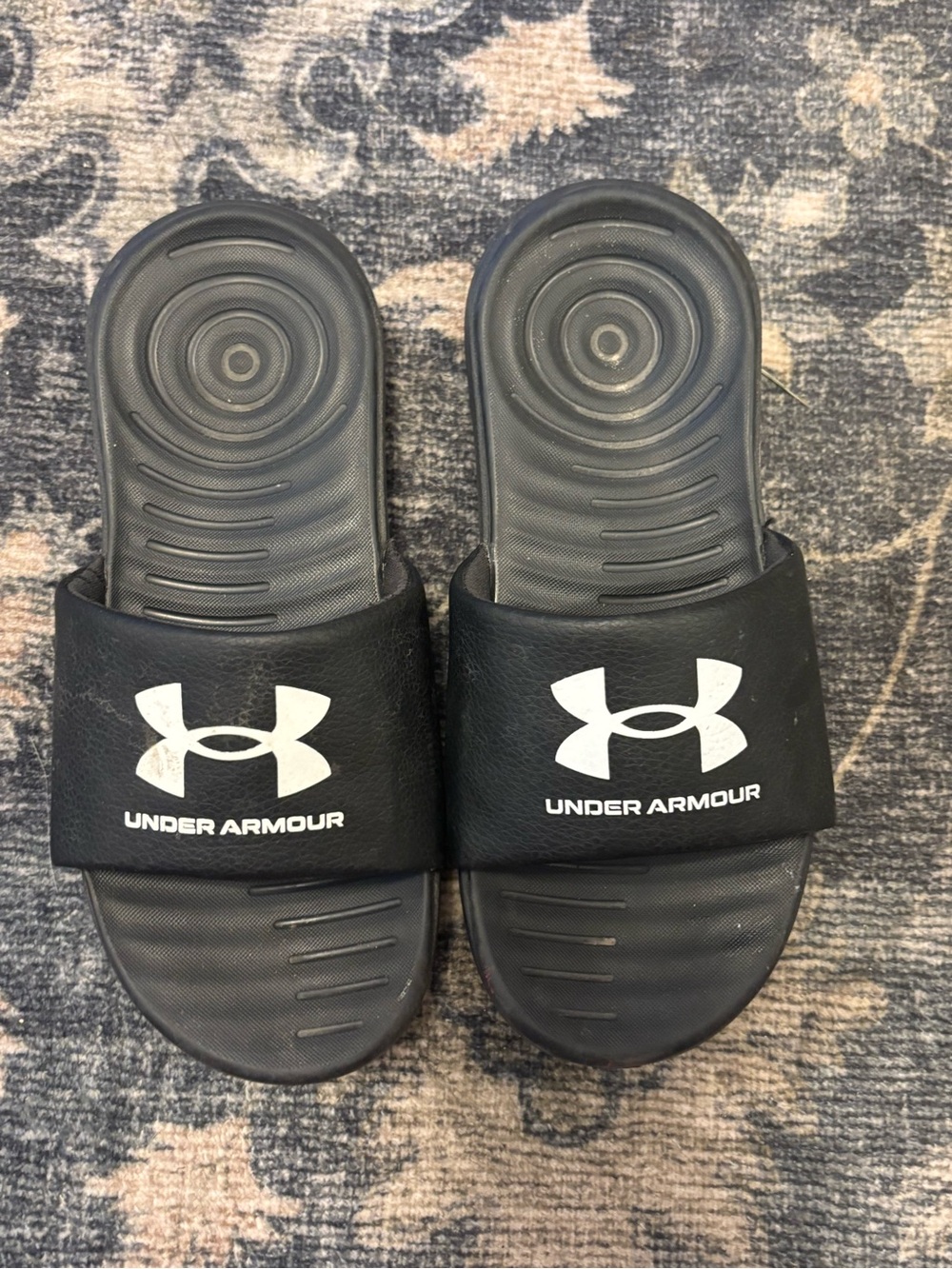 Under Armour Black Kids Slide Sandals with White Logo